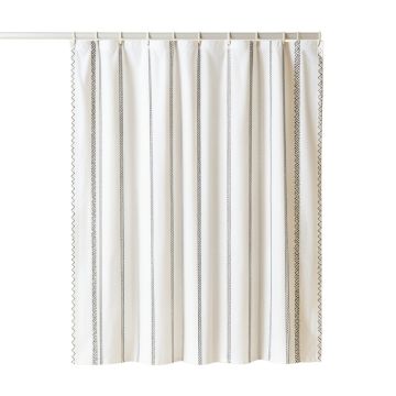 Hazel Dale Shower Curtain Hanging Flat From A Plain Rod - White