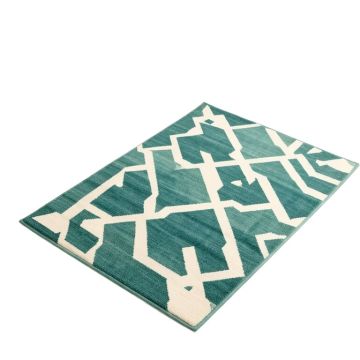 Geometric Teal/White Indoor/Outdoor Area Rug