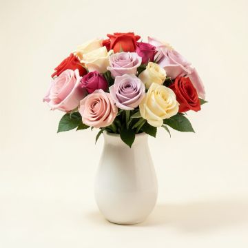 Roses Floral Arrangement In Vase (synthetic illustration; no displayed measurements)