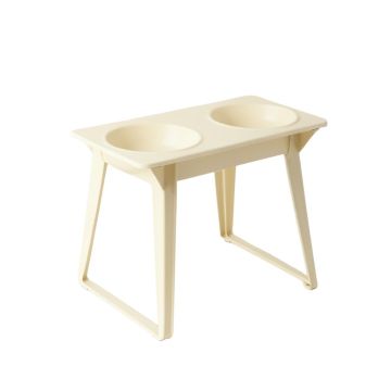 Harbor Bluff Pet Feeding Stand With Two Plain Empty Bowls - Cream