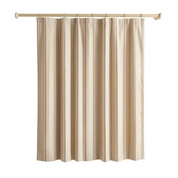 Clay Crossing Shower Curtain Hanging Flat From A Plain Rod - Beige