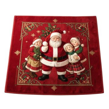Holiday Christmas Santa Claus With Friends Power Loom Red Rug (synthetic illustration; no displayed measurements)