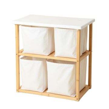 Fern Crossing Laundry Sorting Station With Plain Removable Bags - White