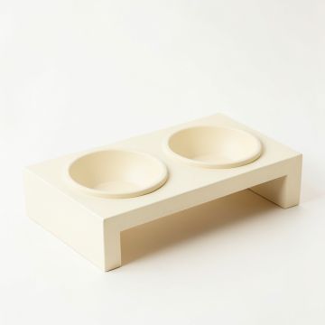 Hill Dale Pet Feeding Stand With Two Plain Empty Bowls - Cream (synthetic illustration; no displayed measurements)