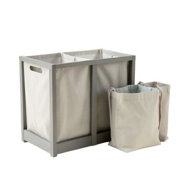 Ridge Bridge Laundry Sorting Station With Plain Removable Bags - Gray