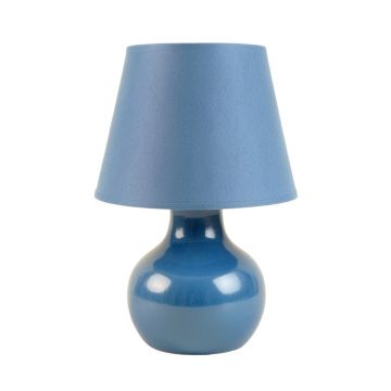 Dawn Dell Table Lamp With A Plain Fabric Shade - Blue