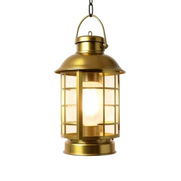 Big Hanging Gold Solar Powered Led Outdoor Lantern
