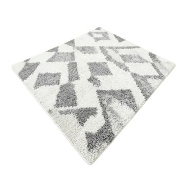 Perras Geometric Shag White/Gray Area Rug