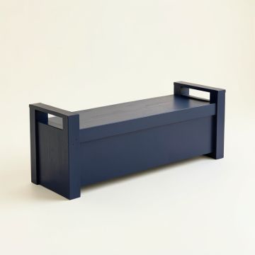River Bridge Narrow Outdoor Storage Bench - Navy (synthetic illustration; no displayed measurements)