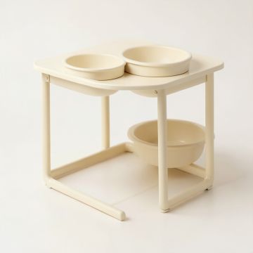 Pine Dale Pet Feeding Stand With Two Plain Empty Bowls - Cream (synthetic illustration; no displayed measurements)