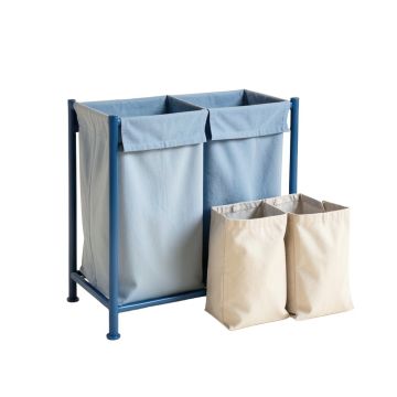 Fern Crest Laundry Sorting Station With Plain Removable Bags - Blue