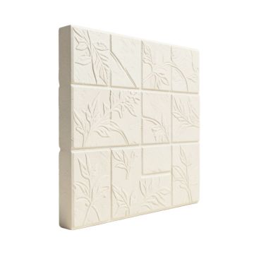 235.2 '' X 19.6 '' Blocks Brick 3D Embossed Plant Fibres Wall Paneling Off-White