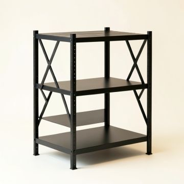 Ash Crossing Empty Seed-Starting Shelving Unit Without Lights - Black (synthetic illustration; no displayed measurements)