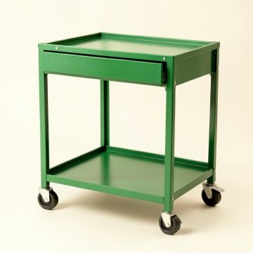 Meadow Edge Empty Rolling Workshop Cart - Green (synthetic illustration; no displayed measurements)