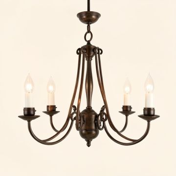 Mollett 5 - Light Shaded Tiered Chandelier With Wrought Iron Accents (synthetic illustration; no displayed measurements)