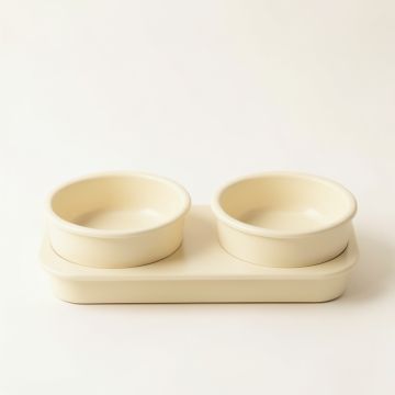 Dawn Dale Pet Feeding Stand With Two Plain Empty Bowls - Ivory (synthetic illustration; no displayed measurements)