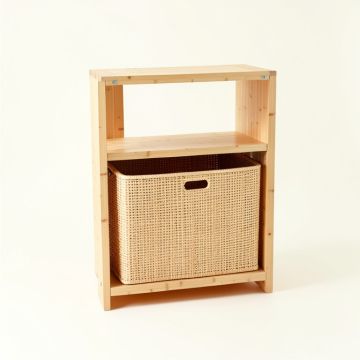 Ridge Arc Freestanding Pull-Out Hamper Cabinet - Beige (synthetic illustration; no displayed measurements)