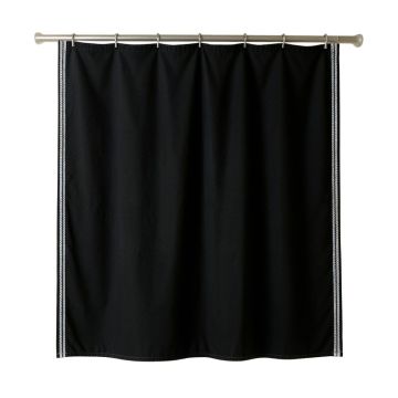 Moss Bridge Shower Curtain Hanging Flat From A Plain Rod - Black