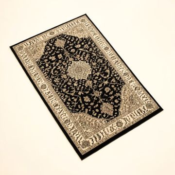 Balthrop Oriental Black/Beige Area Rug (synthetic illustration; no displayed measurements)