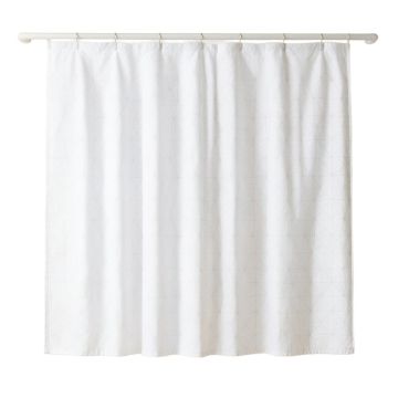 Birch Bridge Shower Curtain Hanging Flat From A Plain Rod - White