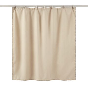 Spruce Dale Shower Curtain Hanging Flat From A Plain Rod - Beige
