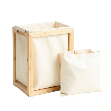 Moss Crossing Laundry Sorting Station With Plain Removable Bags - Cream