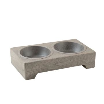 Field Falls Pet Feeding Stand With Two Plain Empty Bowls - Gray