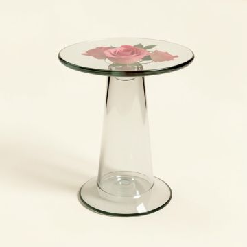 Roses Glass Topped End Table (synthetic illustration; no displayed measurements)
