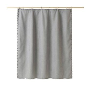 Field Falls Shower Curtain Hanging Flat From A Plain Rod - Gray (synthetic illustration; no displayed measurements)
