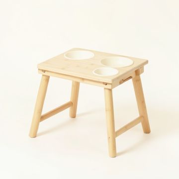 Moss Crossing Pet Feeding Stand With Two Plain Empty Bowls - Ivory (synthetic illustration; no displayed measurements)