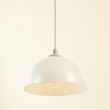 Laurel Arc Pendant Light Suspended From One Plain Cable - White (synthetic illustration; no displayed measurements)