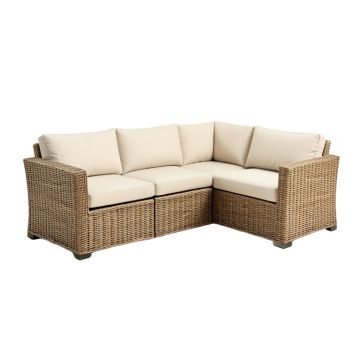 Jahzell 30.7 '' Wide Outdoor Wicker Patio Sectional With Cushions (synthetic illustration; no displayed measurements)