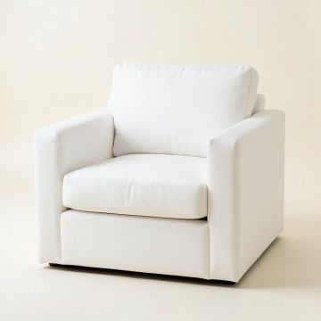 Juniper Branch Upholstered Armchair - White (synthetic illustration; no displayed measurements)