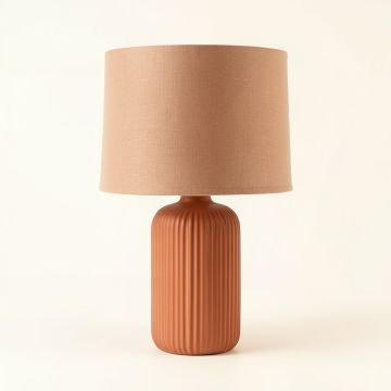 Pine Crest Table Lamp With A Plain Fabric Shade - Terracotta (synthetic illustration; no displayed measurements)