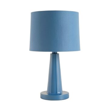 Maple Bridge Table Lamp With A Plain Fabric Shade - Blue