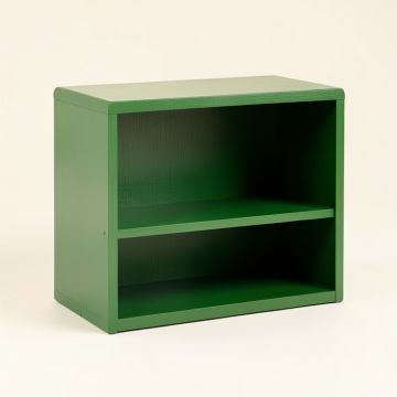 Linden Bluff Low Bookcase - Green (synthetic illustration; no displayed measurements)
