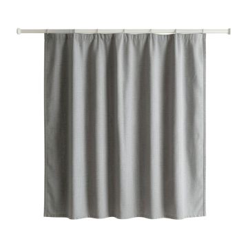 Maple Canyon Shower Curtain Hanging Flat From A Plain Rod - Gray