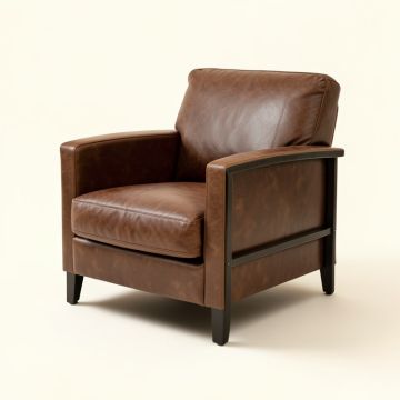 Gaines 25 '' Wide Top Grain Leather Armchair (synthetic illustration; no displayed measurements)