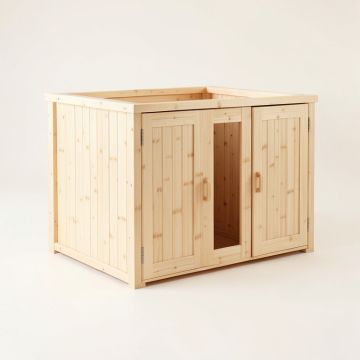 Flint Crest Empty Furniture-Style Litter Enclosure - Ivory (synthetic illustration; no displayed measurements)
