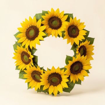 Sunflower 16 '' Wood Wreath (synthetic illustration; no displayed measurements)