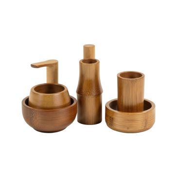 Tony Bamboo And Metal 8 Piece Bathroom Accessory Set