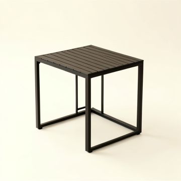 Alder Arc Compact Balcony Table (synthetic illustration; no displayed measurements)