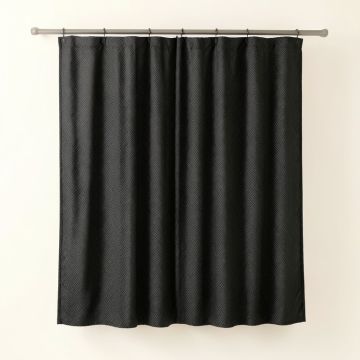 Shore Bend Shower Curtain Hanging Flat From A Plain Rod - Black (synthetic illustration; no displayed measurements)