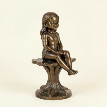 Zumalai Beautiful Young Girl Sitting On A Tree Statue (synthetic illustration; no displayed measurements)