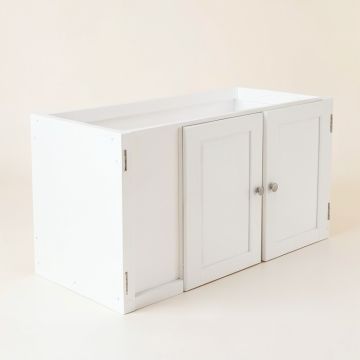 Flint Crossing Empty Furniture-Style Litter Enclosure - White (synthetic illustration; no displayed measurements)
