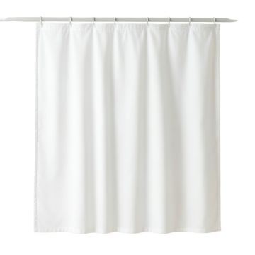Lake Bend Shower Curtain Hanging Flat From A Plain Rod - White