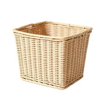 Folding Wicker Grass Weaving Basket White Vertical Stripes Pattern For Storing Cosmetics