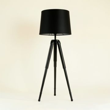 Hill Dale Floor Lamp With A Plain Fabric Shade - Black (synthetic illustration; no displayed measurements)