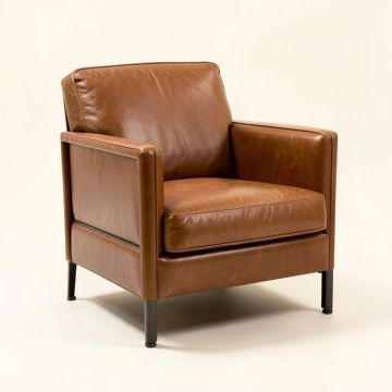 Warrick 29 '' Wide Top Grain Leather Barrel Chair (synthetic illustration; no displayed measurements)