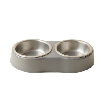 Dawn Branch Pet Feeding Stand With Two Plain Empty Bowls - Gray